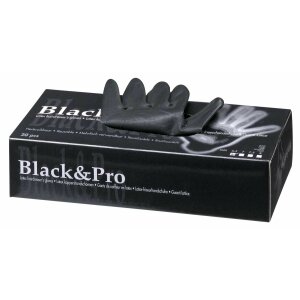 Black&Pro Latexhandschuhe puderfrei schwarz groß 20er Box