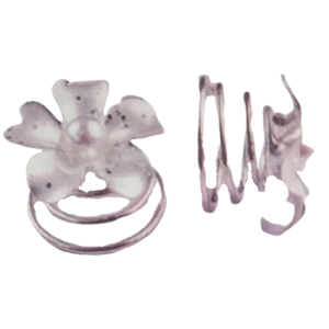 Haarspirale Blume mit Glitter und Perle silber 6 Stück