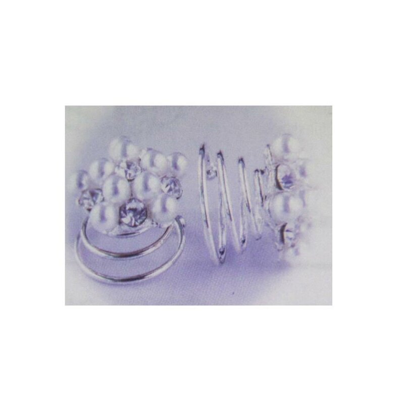 Haarspirale Perlen und Straß klein 6 Stück