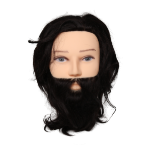 L`Image Übungskopf Männer Nico m. Bart 25cm mittelbraun ind.Echth.